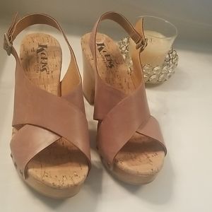 Korks by Kork-Ease chunky wooden heels. Sz 9